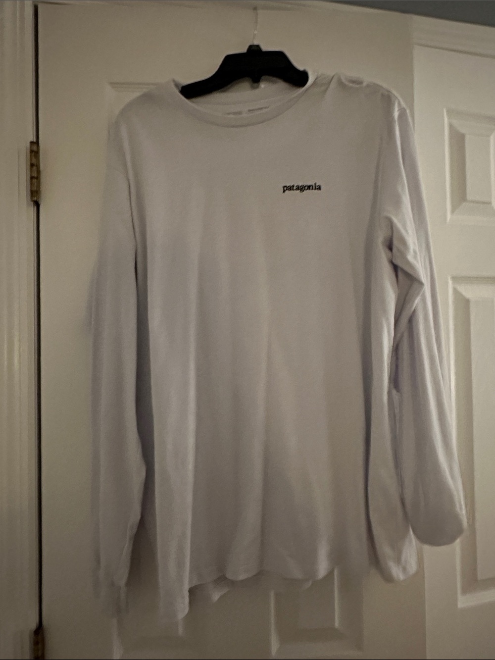 Patagonia Men’s Long-Sleeve Crew Shirt - White with Small Black Logo